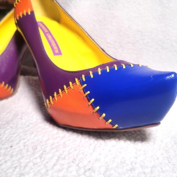 Chinese Laundry Mardi Gras Patchwork Leather High Heel Pumps - Size 6.5 - Picture 3 of 9